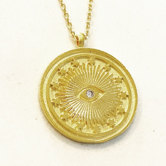 Coin gold eye necklace - Picture 2 of 2